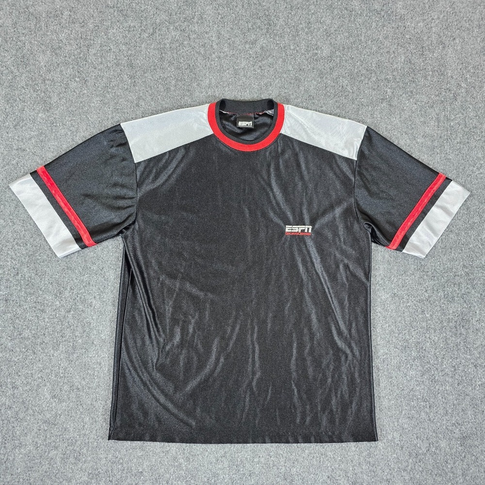 Vintage 90s USA Made ESPN Sports‎ Center Jersey Shirt Black Men's Size Large TV